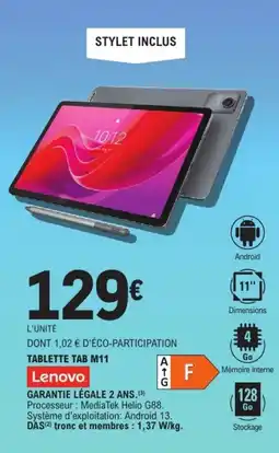 E.Leclerc LENOVO Tablette tab M11 offre