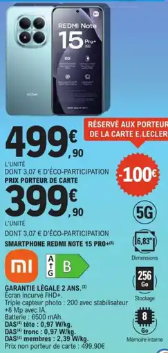 E.Leclerc Smartphone redmi note 15 pro+ offre