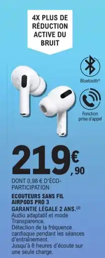E.Leclerc Ecouteurs sans fil airpods pro 3 offre