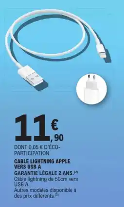 E.Leclerc Cable lightning apple vers usb A offre