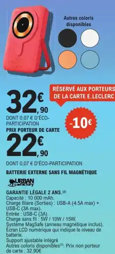 E.Leclerc Batterie externe sans fil magnétique offre
