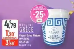 G20 Yaourt grec nature 10% m.g offre