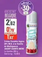 G20 Isigny sainte mére - crème fouettée légère 20% m.g. à la vanille de madagascar offre
