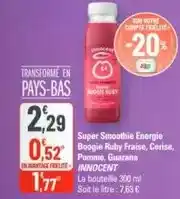 G20 Innocent - super smoothie energie boogie ruby fraise, cerise, pomme, guarana offre