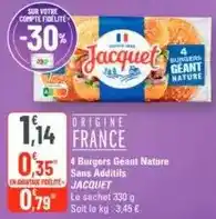 G20 Jacquet - 4 burgers geant nature sans additifs offre