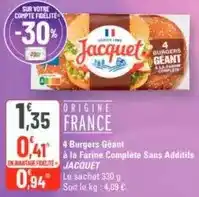 G20 Jacquet - 4 burgers geant à la farine complète sans additifs offre