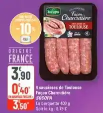 G20 Socopa - 4 saucisses de toulouse façon charcutière offre