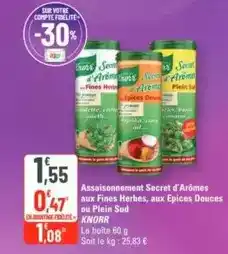 G20 Knorr - assaisonnement secret d'arômes aux fines herbes, aux epices douces ou plein sud offre