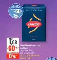 G20 Barilla - pâtes maccheroni n°44 offre