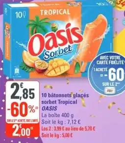 G20 Oasis - 10 bâtonnets glacés sorbet tropical offre