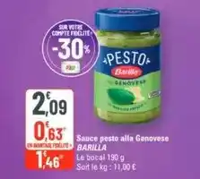 G20 Barilla - sauce pesto alla genovese offre