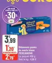 G20 Pescanova - batonnets panés de merlu blanc offre
