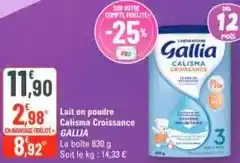 G20 Gallia - lait en poudre calisma croissance offre
