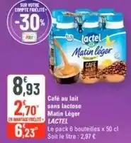 G20 Lactel - cafe au lait sans lactose matin léger offre