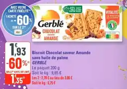 G20 Gerblé - biscuit chocolat saveur amande sans huile de palme offre