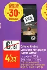 G20 Carte noire - cafe en grains classique pur arabica offre