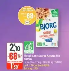 G20 Bjorg - muesli sans sucres ajoutés bio offre