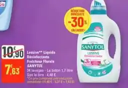 G20 Sanytol - lessive liquide désinfectante fraicheur florale offre
