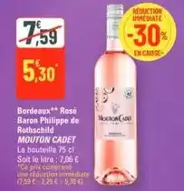 G20 Mouton cadet - bordeaux rose baron philippe de rothschild offre