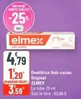 G20 Elmex - dentifrice anti-caries original offre