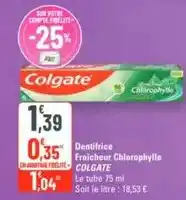 G20 Colgate - dentifrice fraicheur chlorophylle offre