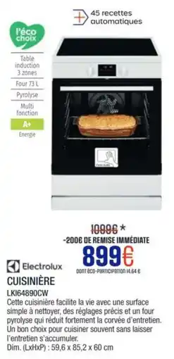 Extra ELECTROLUX Cuisinière lk164890cw offre