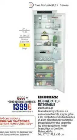 Extra LIEBHERR Réfrigérateur integrable offre