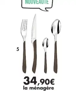 E.Leclerc Menagère 24 pièces «Éclat nature» bois foncé en inox offre