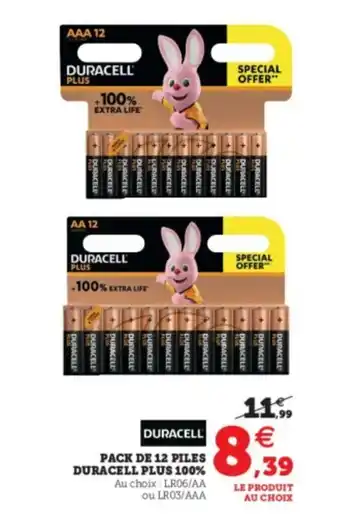 Pack de 12 piles duracell plus