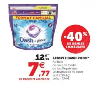 Super U Lessive dash pods offre