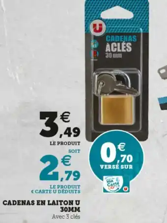 Super U Cadenas en laiton u 30MM offre