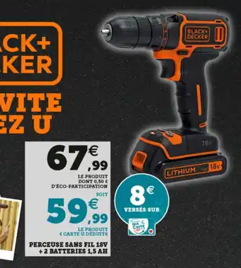 Super U Perceuse sans fil 18V offre