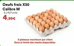 Hmarket Oeufs frais x30 calibre m offre