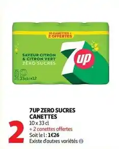 Auchan Supermarché 7up zero sucres canettes offre