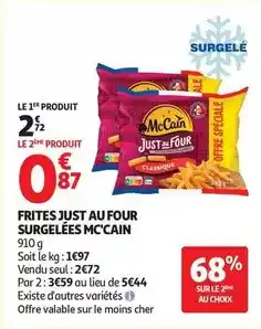 Auchan Supermarché Mccain - frites just au four surgelées offre