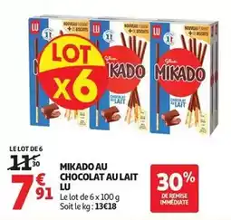 Auchan Supermarché Lu - mikado au chocolat au lait offre