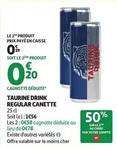 Auchan Supermarché Taurine drink - regular canette offre