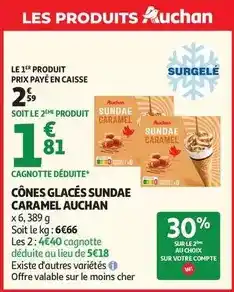 Auchan Supermarché Auchan - cônes glacés sundae caramel offre