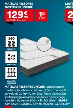 BUT MATELAS RESSORTS UNIQUE offre