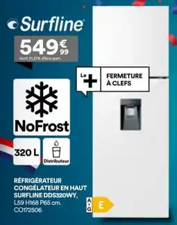 BUT RÉFRIGÉRATEUR CONGÉLATEUR EN HAUT SURFLINE DDS320WY offre