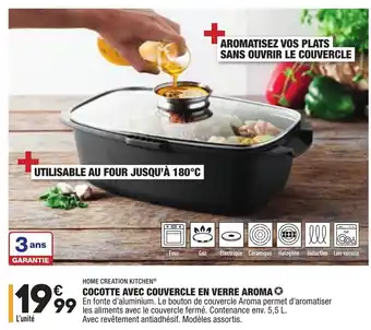 ALDI Cocotte avec couvercle en verre aroma offre