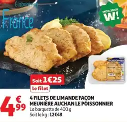 Auchan 4 FILETS DE LIMANDE FAÇON MEUNIÈRE AUCHAN LE POISSONNIER offre