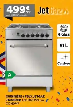 BUT CUISINIÈRE 4 FEUX JETGAZ JT6601XB2, offre