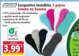 Norma Toptex Socquettes invisibles, 5 paires femme ou homme offre