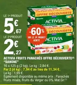 E.Leclerc DANONE Activia fruits panachés offre découverte offre