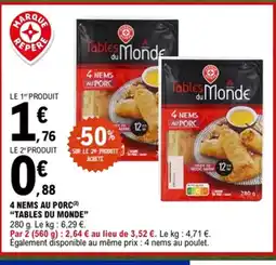 E.Leclerc TABLES DU MONDE 4 Nems au porc offre