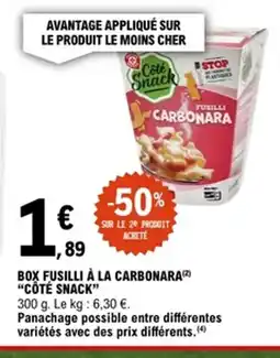 E.Leclerc CÔTÉ SNACKBox fusilli à la carbonara offre