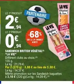 E.Leclerc LA VIE Sandwich british végétal offre