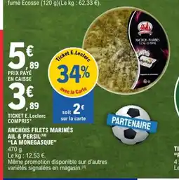E.Leclerc LA MONEGASQUE Anchois marines ada et perse ail & persil offre