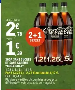 E.Leclerc COCA-COLA Soda sans sucres et sans caféine offre